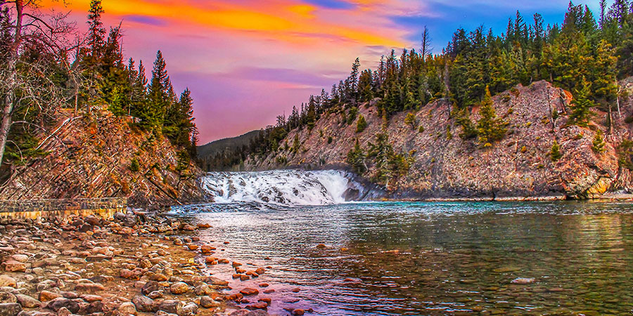 Colorful Sky Over Bow Falls