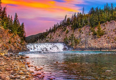 Colorful Sky Over Bow Falls Colorful Sky Over Bow Falls
