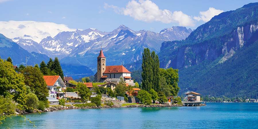 Brienz town on lake Brienz by Interlaken