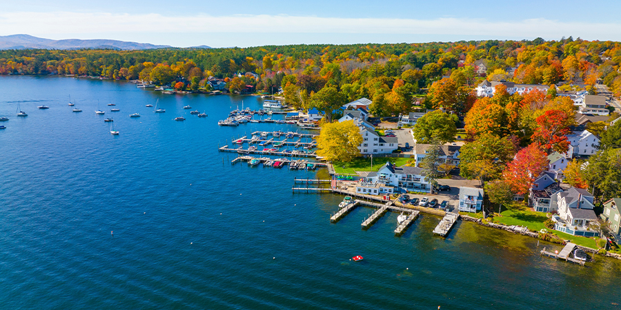 Marveling at fall scenery on a lake cruise