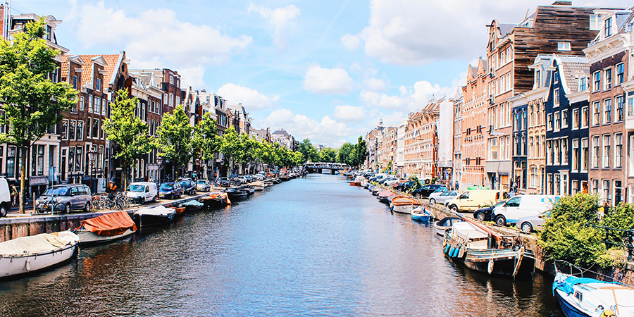Sightseeing on a canal boat cruise of Amsterdam