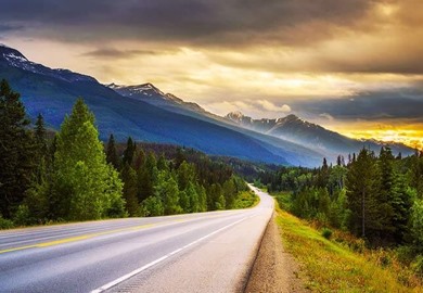 Icefields Parkway at Sunset, Banff National Park