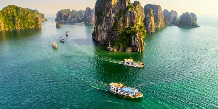 Embarking on an overnight cruise of Ha Long Bay