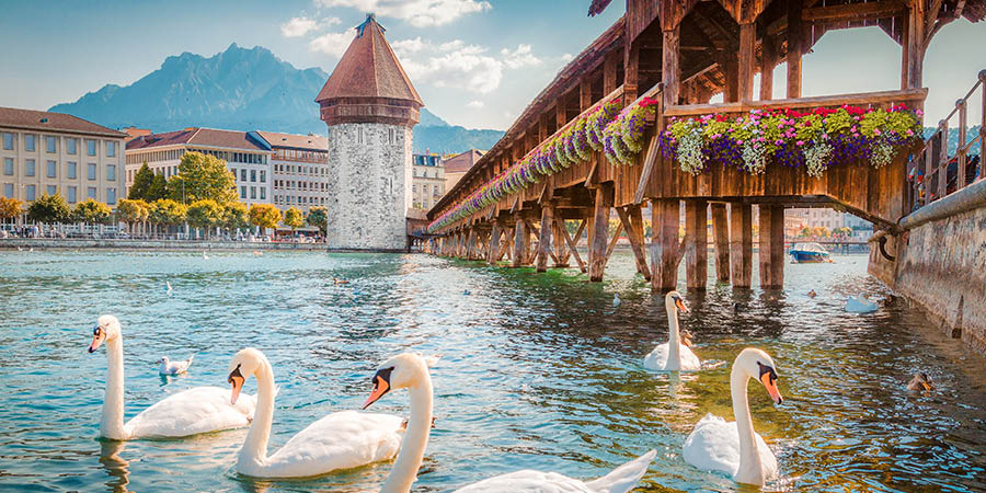 Lucerne with famous Chapel Bridge
