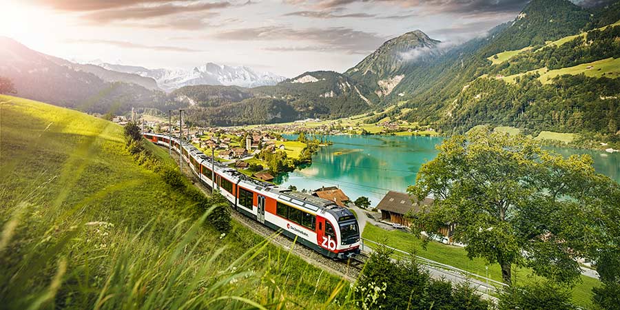 Traveling to idyllic Interlaken by panoramic train