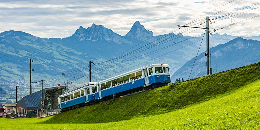 Riding the scenic Mt Rigi Mountain Railway